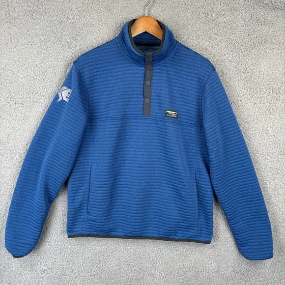 LL Bean Airlight Shirt Mens Medium Blue 1/4 Snap Pullover Sweater *Logo* - Picture 1 of 7